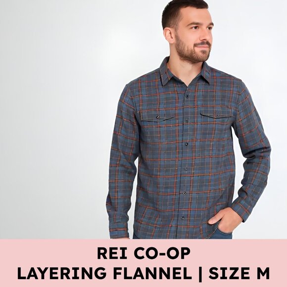 REI Other - REI Co-Op Blue and Orange Cotton Flannel Shirt- Size M